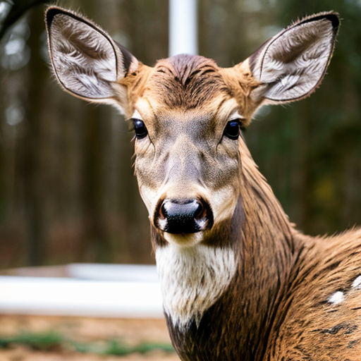 prisoner deer with serious face, scars and lineup
