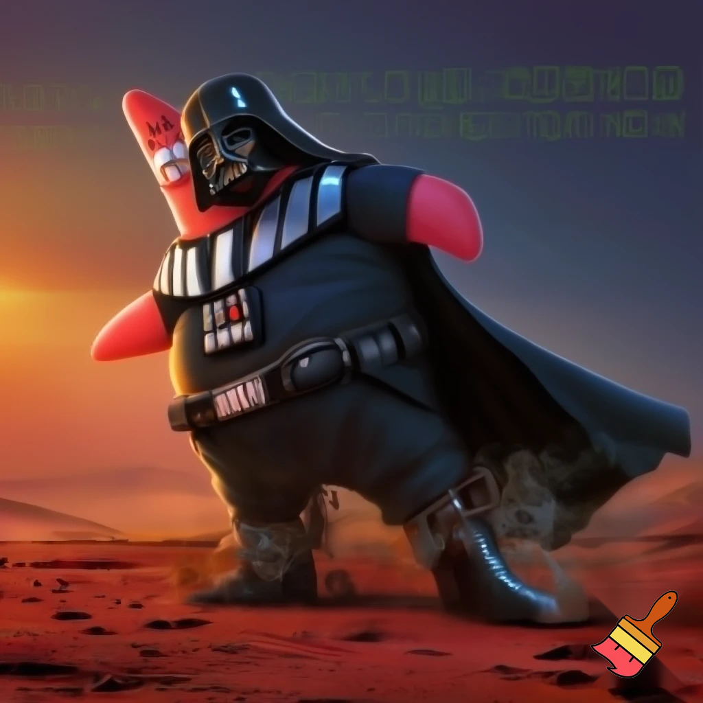 Patrick wearing Darth Vader's armour