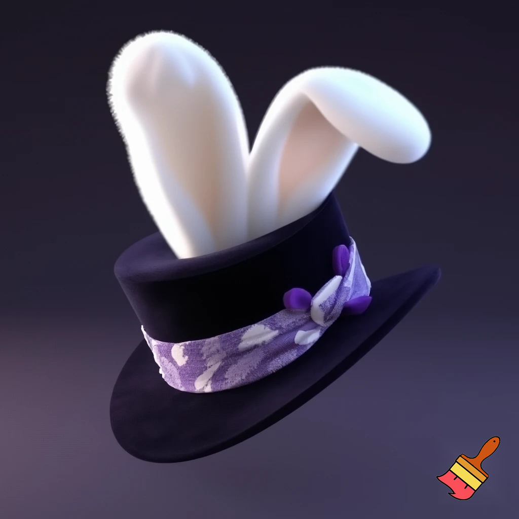 Black top hat with bunny ears velvet white and purple purple and white headband fabric and velvet