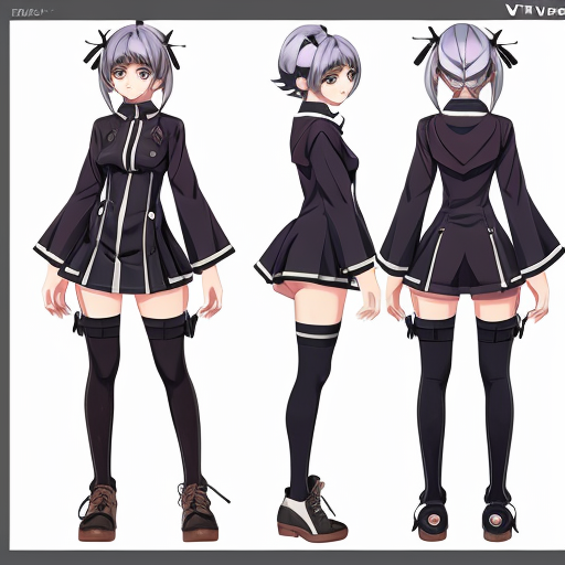 a reference sheet for a girl vtuber character design anime digital 
