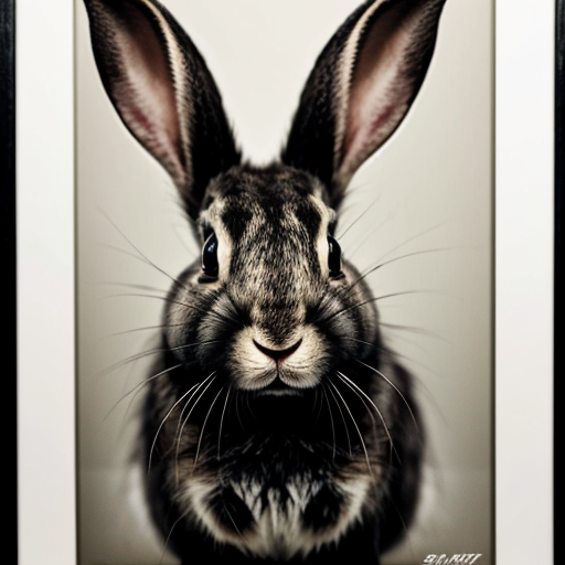 feral rabbit taking a mugshot looking sinister and looking  menacing and smirking.