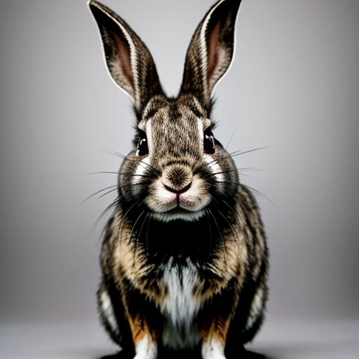 feral rabbit taking a mugshot looking sinister and looking  menacing and smirking.