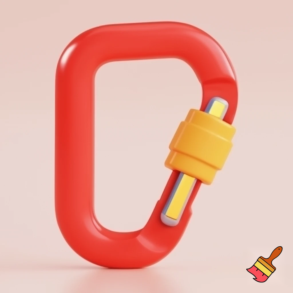 single icon of carabiner in cartoon style 