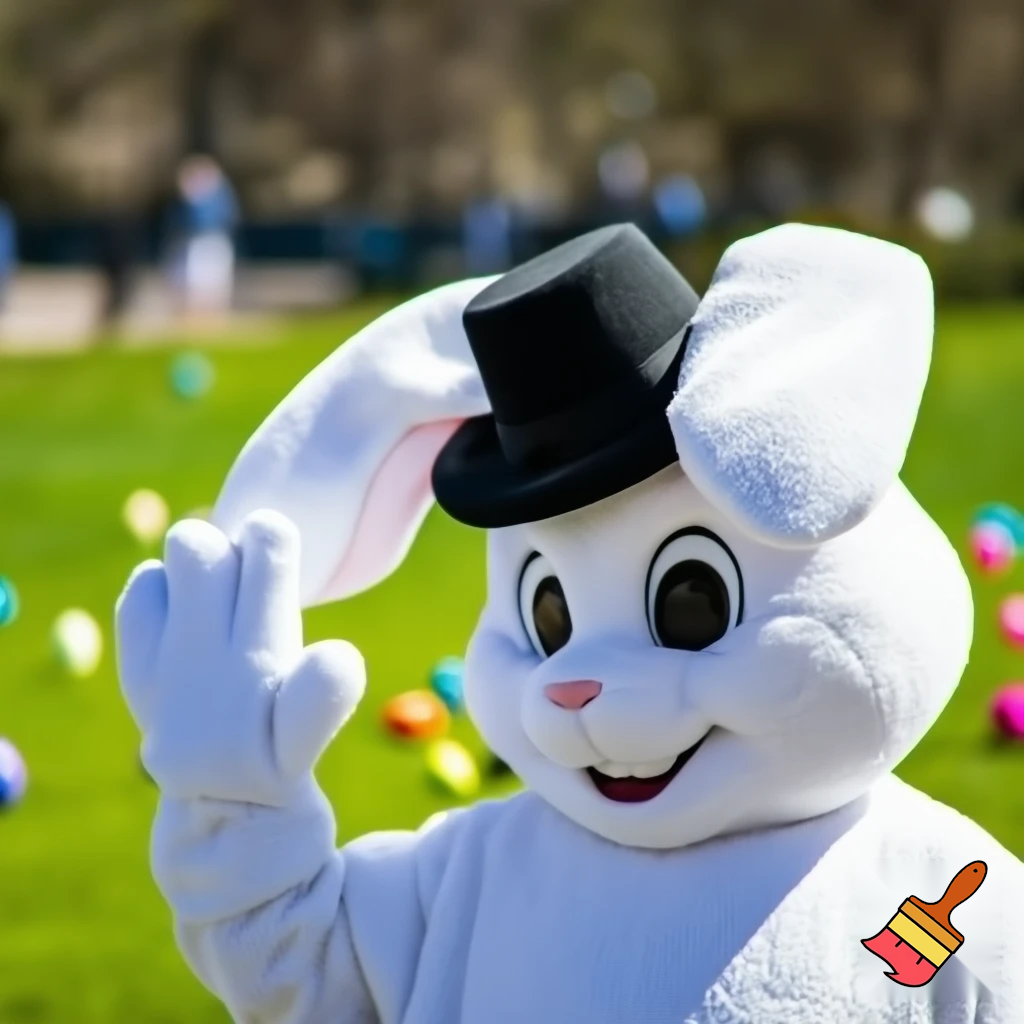 Easter bunny mascot costume top hat mascot costume
