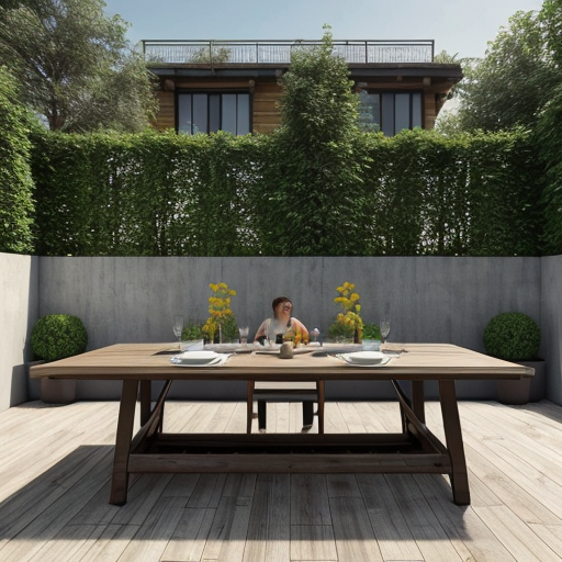 Gestalte die Terrasse mit Esstisch und Lounge 
