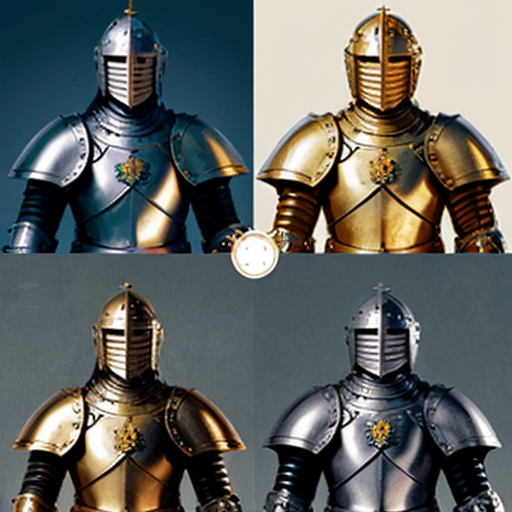Image of three Knights. On the left is an older man. In the middle is a girl knight with golden armor. On the right is a man with blonde hair. it needs to be for a kids storybook 