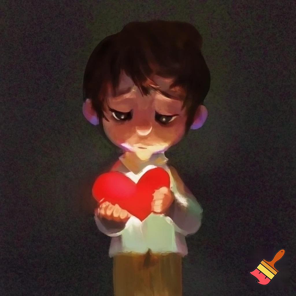 एक लड़का दिल से प्यार करता हुआ, उदास आँखें,
सामने लड़की की याद, हल्का कार्टून स्टाइल,
भावुक माहौल, शाम का समय, कहानी जैसा सीन