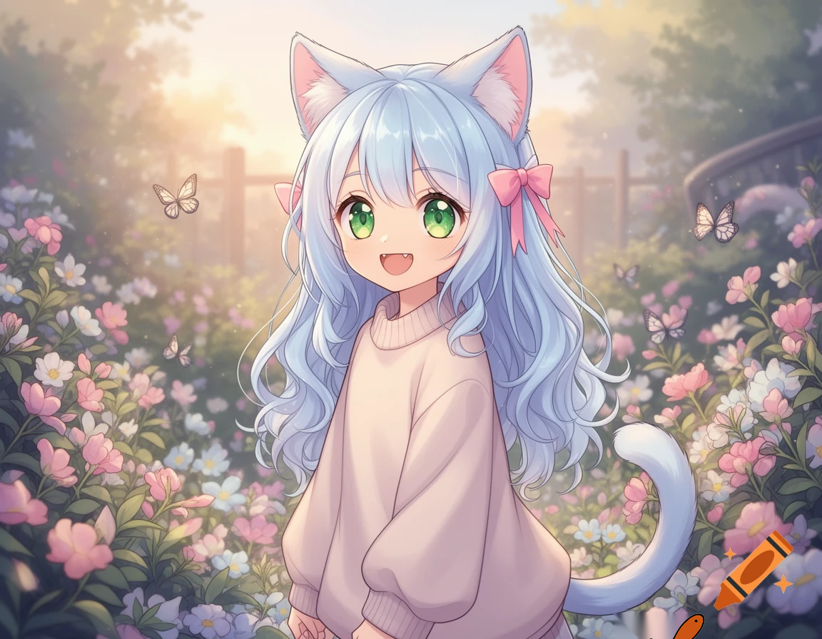 a cute anime girls with cat ears

