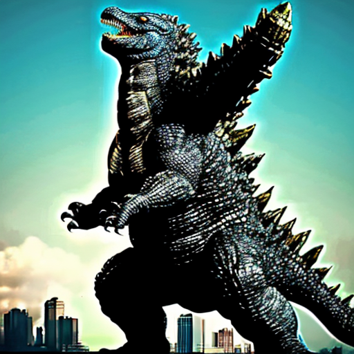 godzilla an Strongest a heavyweight with a 2 legs an floor + big an tailed from a kaiju an japanese a stylies in realistic photography the a physics an video a style and white a color an screenshot to a background a style