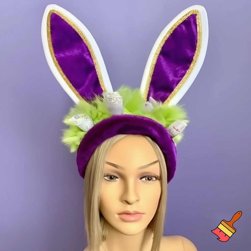 Easter top hat headband Easter bunny headband, purple and white with gold Easter top hat headband and fabric velvet and fabric velvet top head headband top hat headband