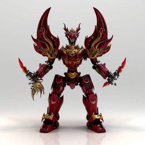 Chinese mythology mecha toy, combination of five divine beasts: dragon, turtle, tiger, phoenix, qilin. Glossy PVC plastic机甲 figure, shiny reflective surface, mechanical details, joints, armor plates, bright studio lighting, isolated white background, 3d render, product photography, highly detailed.