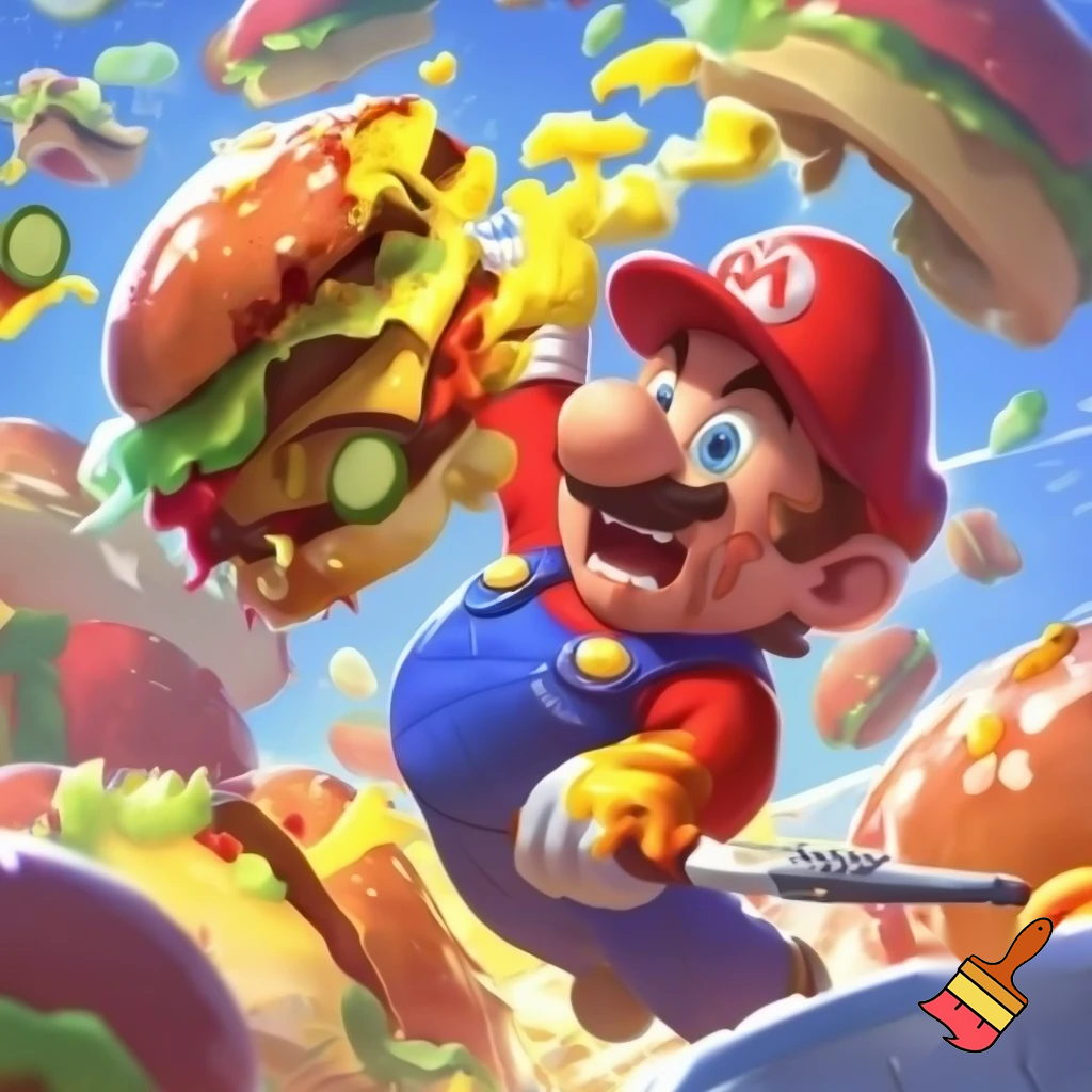 Mario in the hamburger disaster
