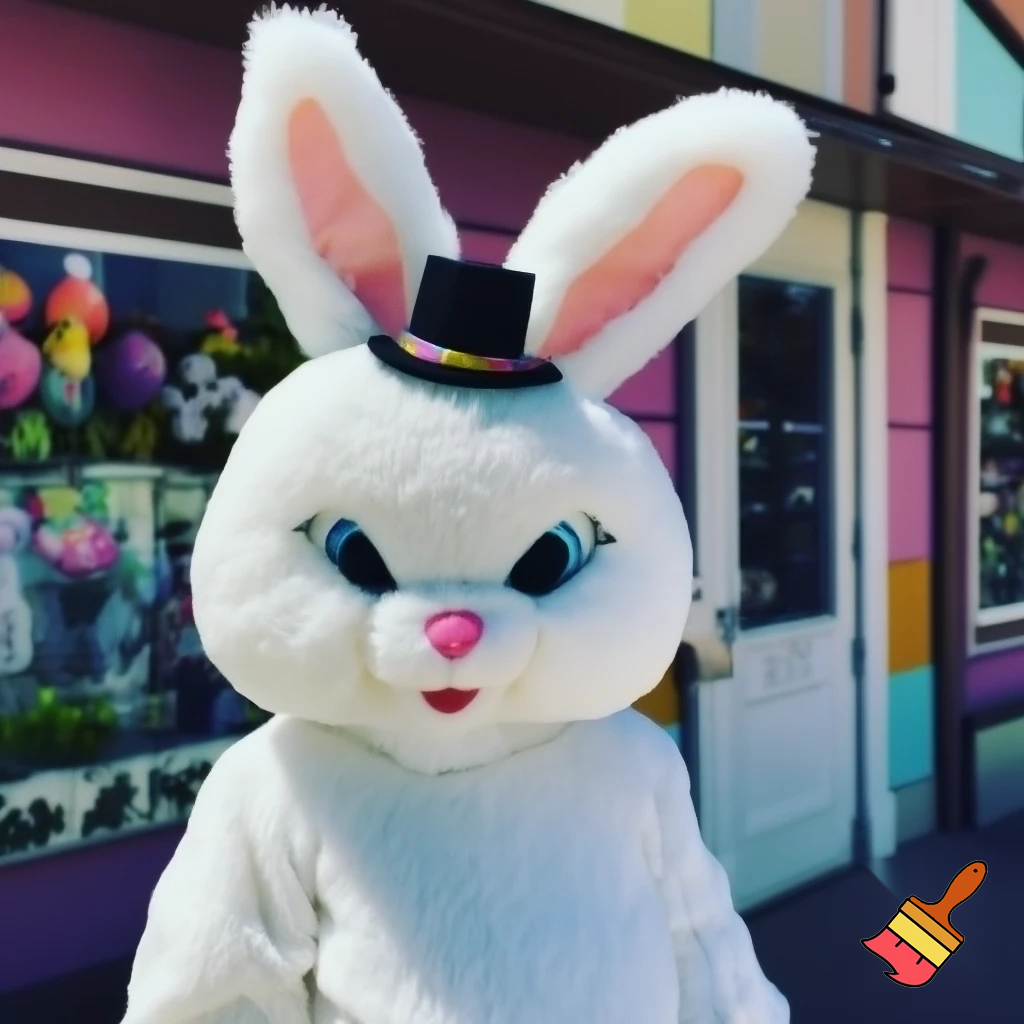 Easter bunny mascot costume top hat Easter only sells house