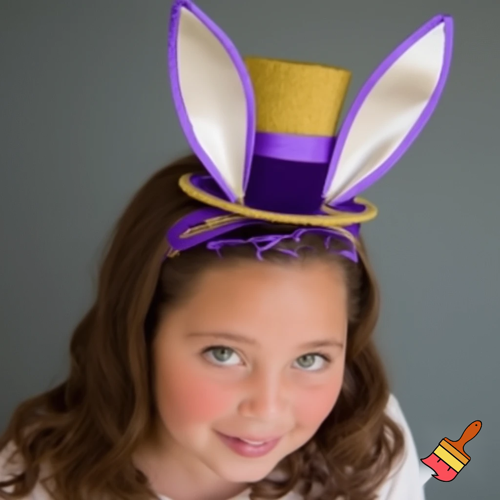 Easter bunny top hat, Easter balcony headband, purple and gold headband top hat