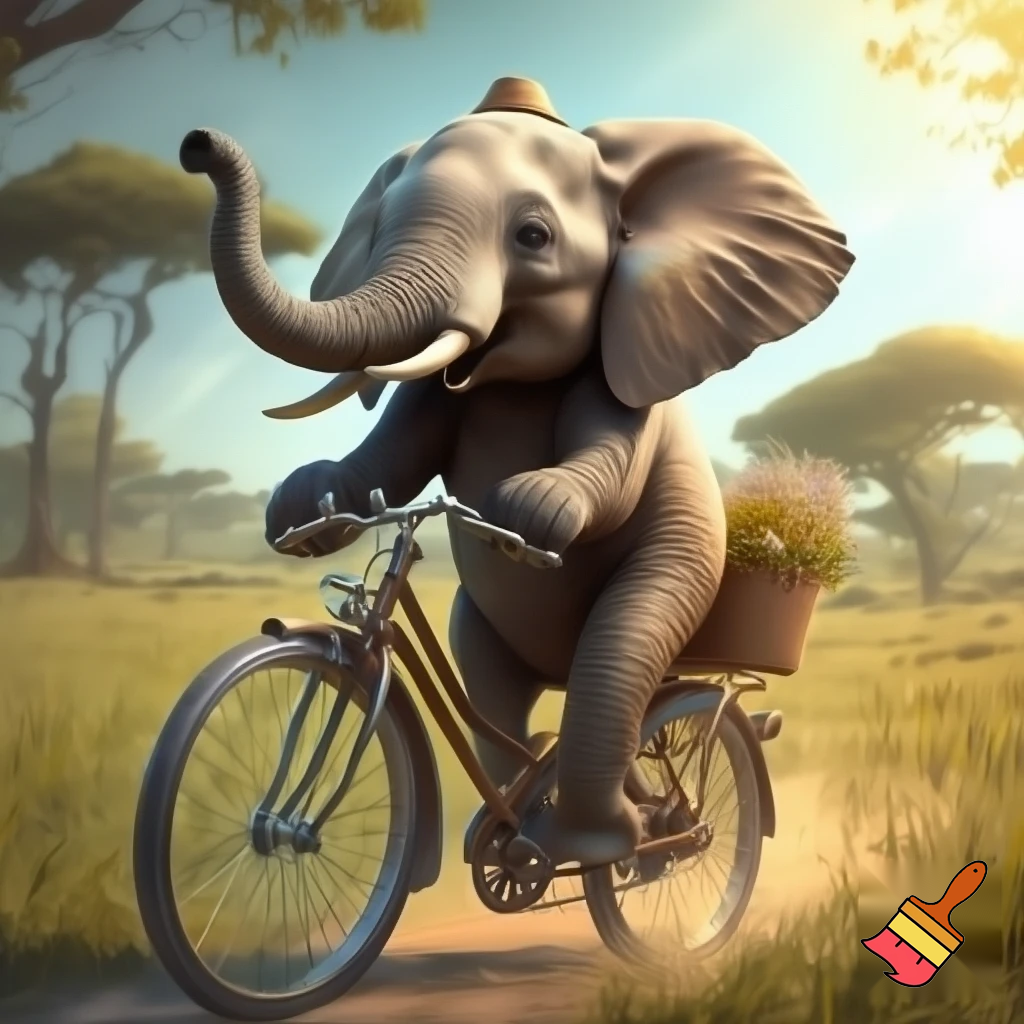 I want an image of elephant cycling