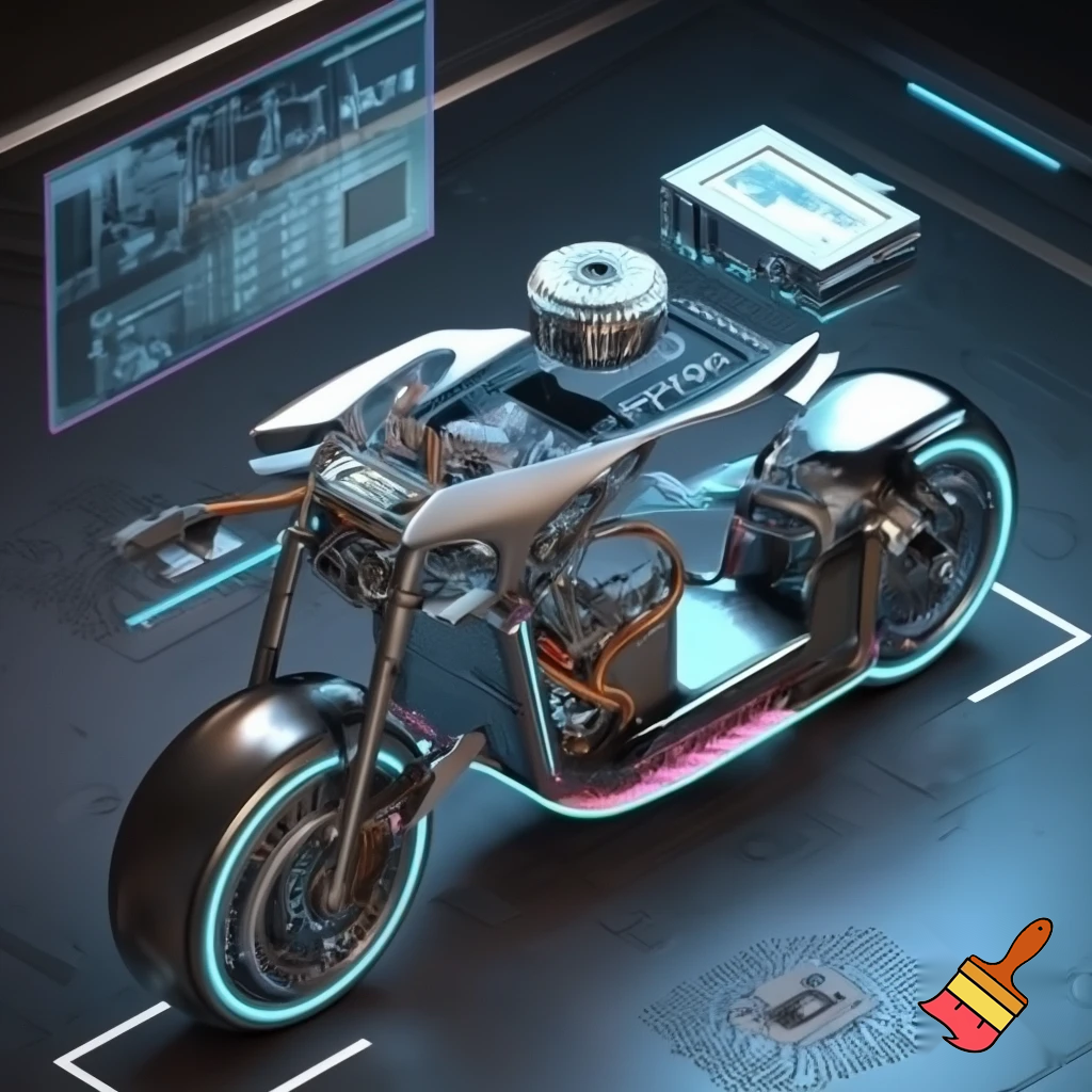 “Ultra-detailed futuristic engineering blueprint + 3D render of a hybrid machine combining an electric motorcycle, a central high-performance computer core, and a compact spherical washing module. Exposed internal wiring, carbon-fiber chassis, titanium components, holographic interface, LED contour lighting, exploded view sections, technical labels, sci-fi laboratory environment, 8K resolution, hyper-realistic, high-tech design, isometric perspective.” with plnacha y dobla raopa
