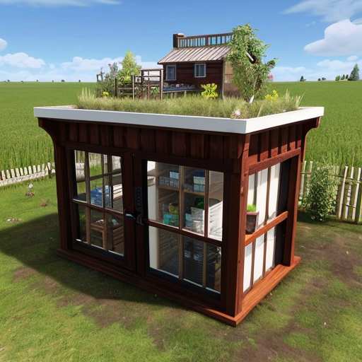 Build a simple sky base in Bloxd.io floating high above the clouds. The base should be medium-sized with a flat wooden platform and fences around the edges for safety.

Include:
– A small cozy wooden house with glass windows, a door, a bed, crafting area, and torches for lighting.
– A neat garden area with rows of crops, a few trees, and a small water source for farming.
– A compact shop with a counter, item display shelves, chests for storage, and a clear sign that says “Shop.”
