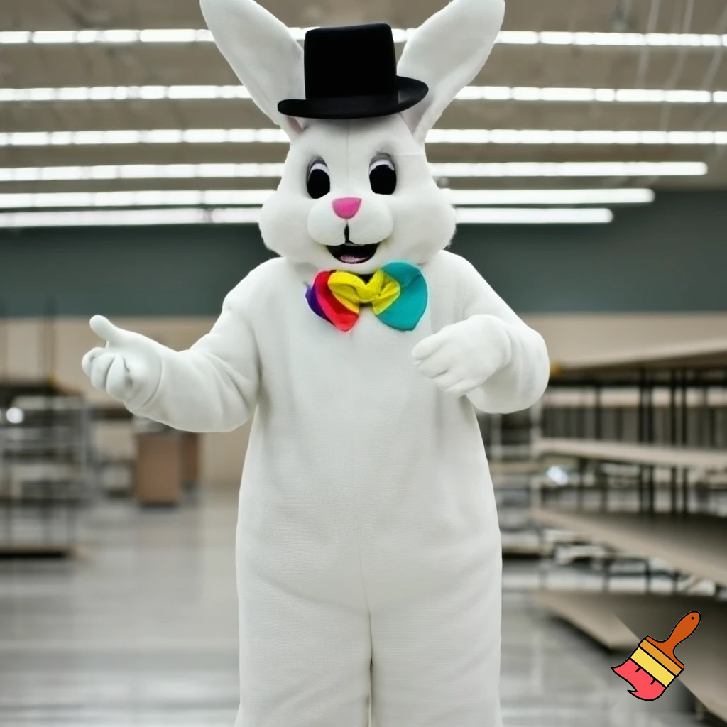 Easter bunny mascot costume top hat Easter only sells house