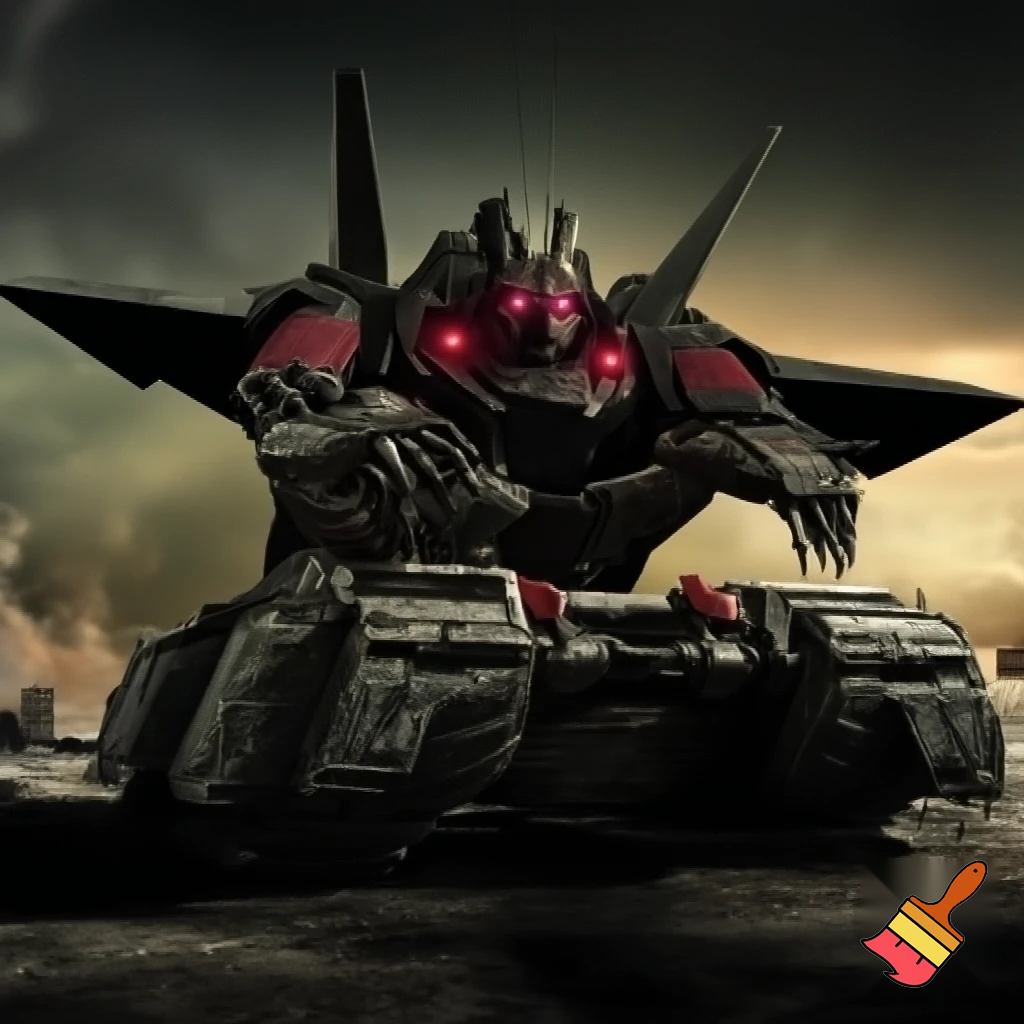 A Decepticon, made from a mix of a F-22 raptor and a mobile artillery tank