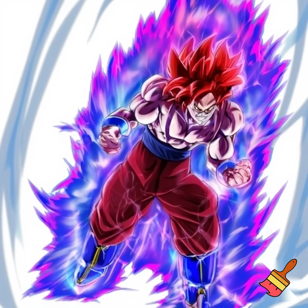 o imagine in stil dragon ball cu radiz dar cel din dragon ball heroes, gata de lupta, aura activa, zambet malefic, transparent background anime 
