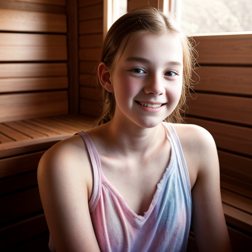 Young teen in ethereal pastel watercolor, capturing a youthful, hopeful spirit, with soft lighting and delicate brush strokes. bastu, sauna