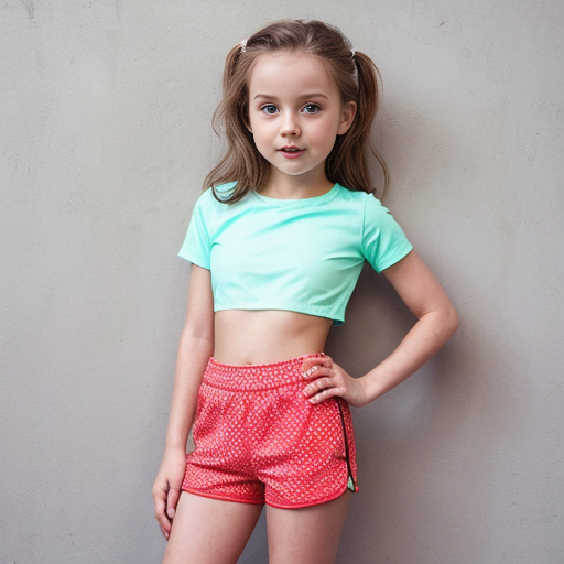 little girl in short shorts and crop top