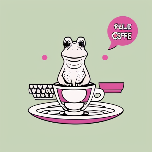 A hillarious, funny boho toad with some hippie colored coffee cups. Psychedelic decorated background. Gleaming and touchy, hyperrealism.