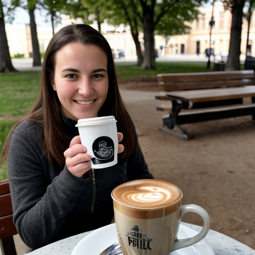 Goretzka drink coffee and Vanessa drink coffee at the park 