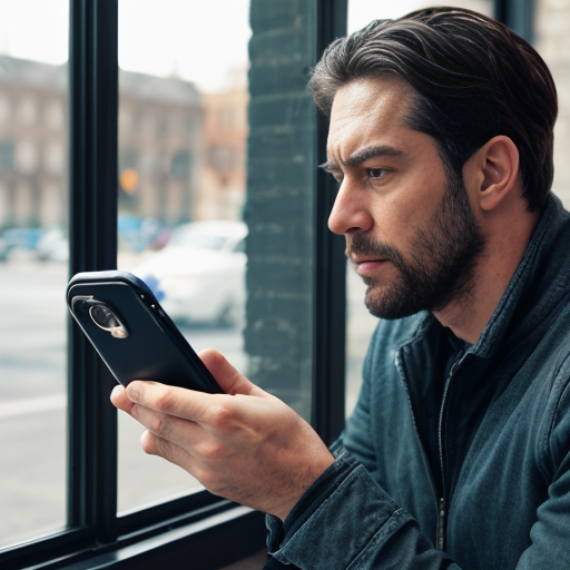 A man looked at phone