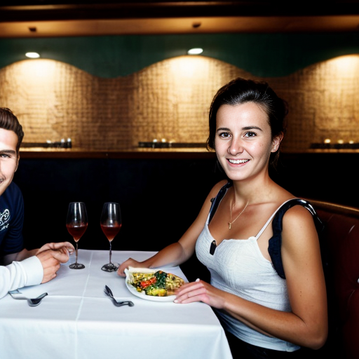 Goretzka and Vanessa at the restaurant 