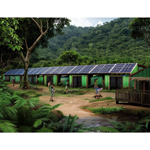 Amazon rain forest village with solar panels