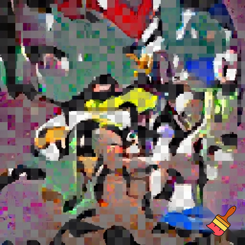 Minecraft steve, mario, link, and donkey Kong in a band