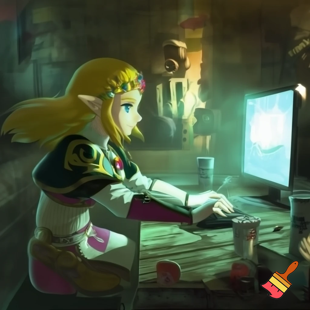 Zelda playing five nights at Freddy's pizzeria simulator. She is at her desktop playing the game