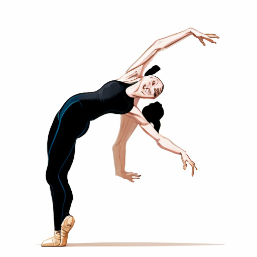Ballettänzer mit langer Leggins als minimalistische karikaturhafte Zeichnung wie mit dickem schwarzem Filzstift auf weißem Hintergrund