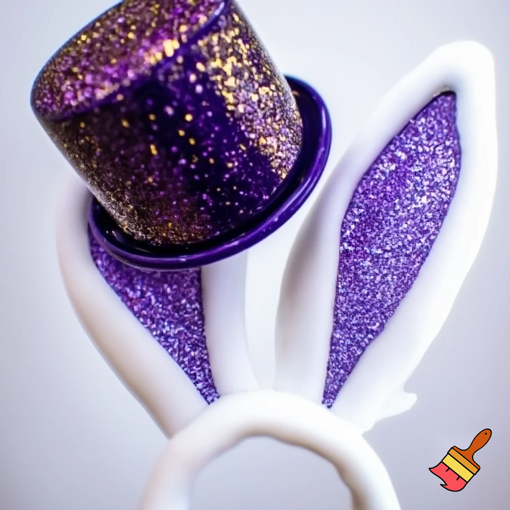 Easter bunny headband, top hat, purple and white with glitter gold purple glitter