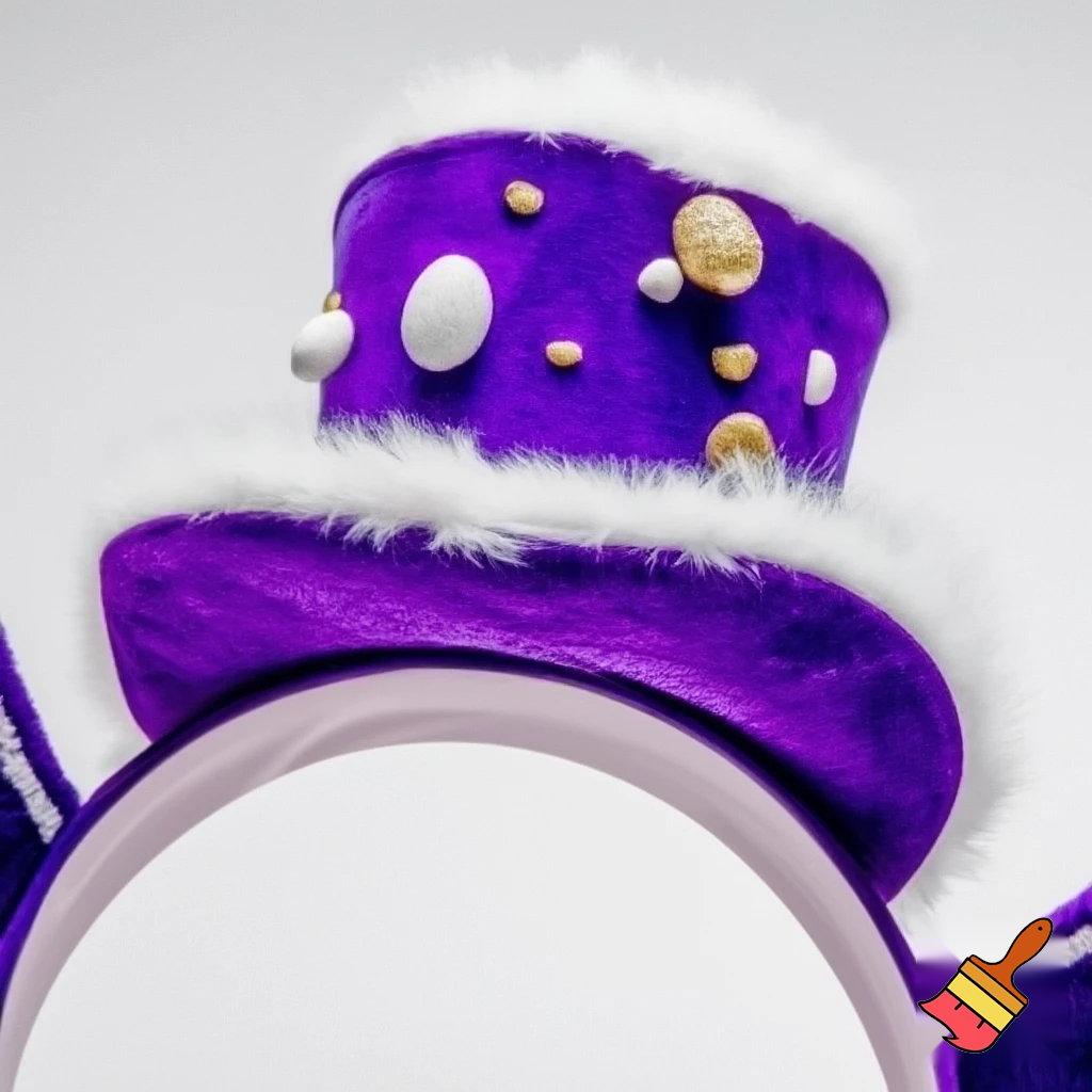 Easter bunny top hat headband, purple and white with gold