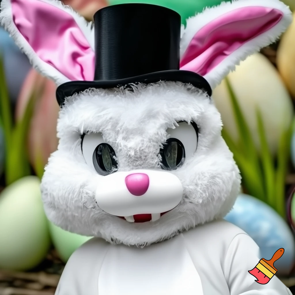 Easter bunny mascot top hat costume with a