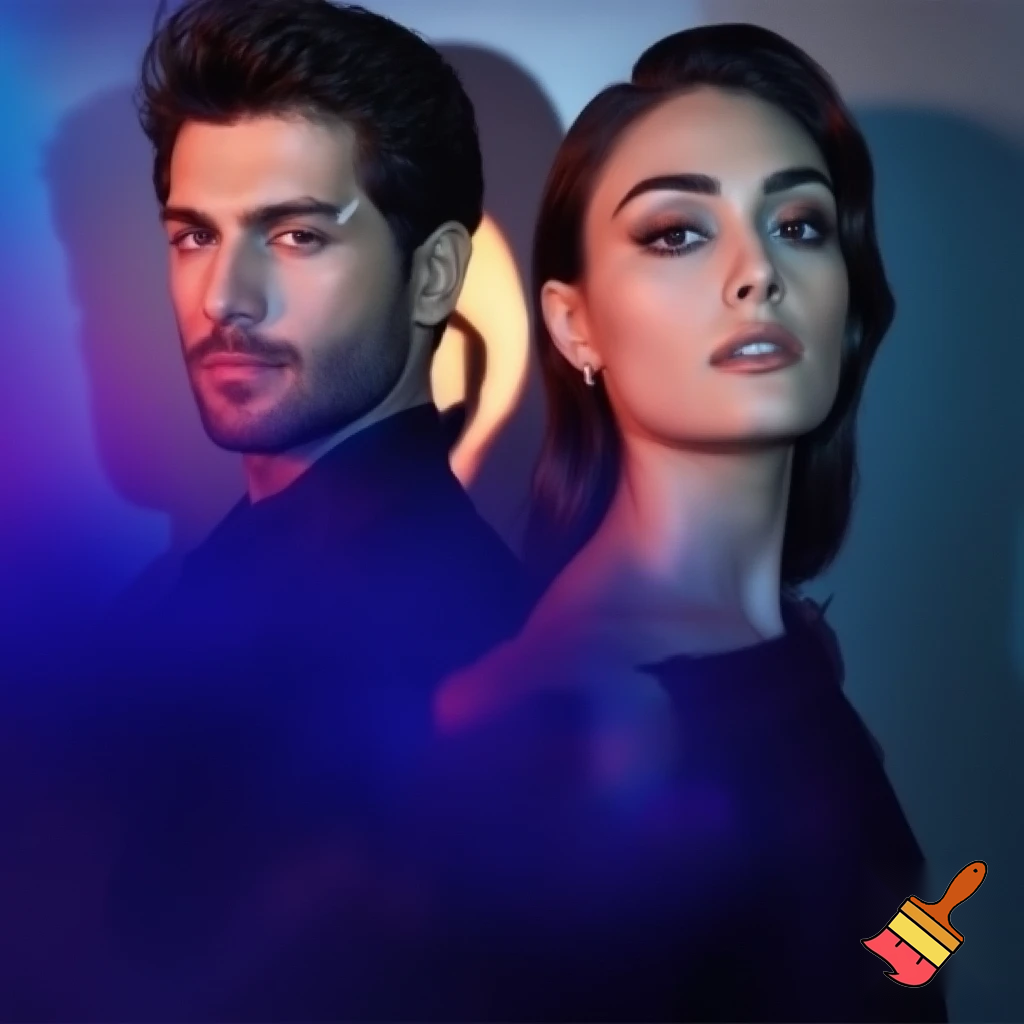 bey emre  and esra bilgic standing together
