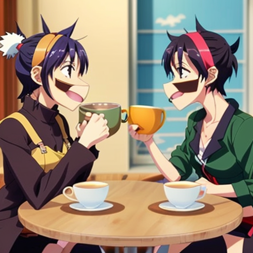 monkeys in a cafe having a fight over a cup of tea
