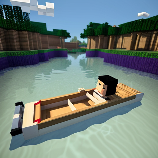 Swimming carton mincraft in the bateau
