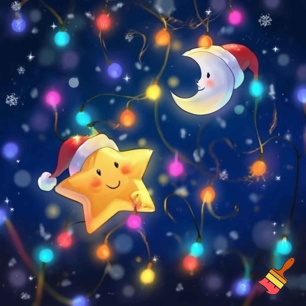 Star and moon christmas cartoon
