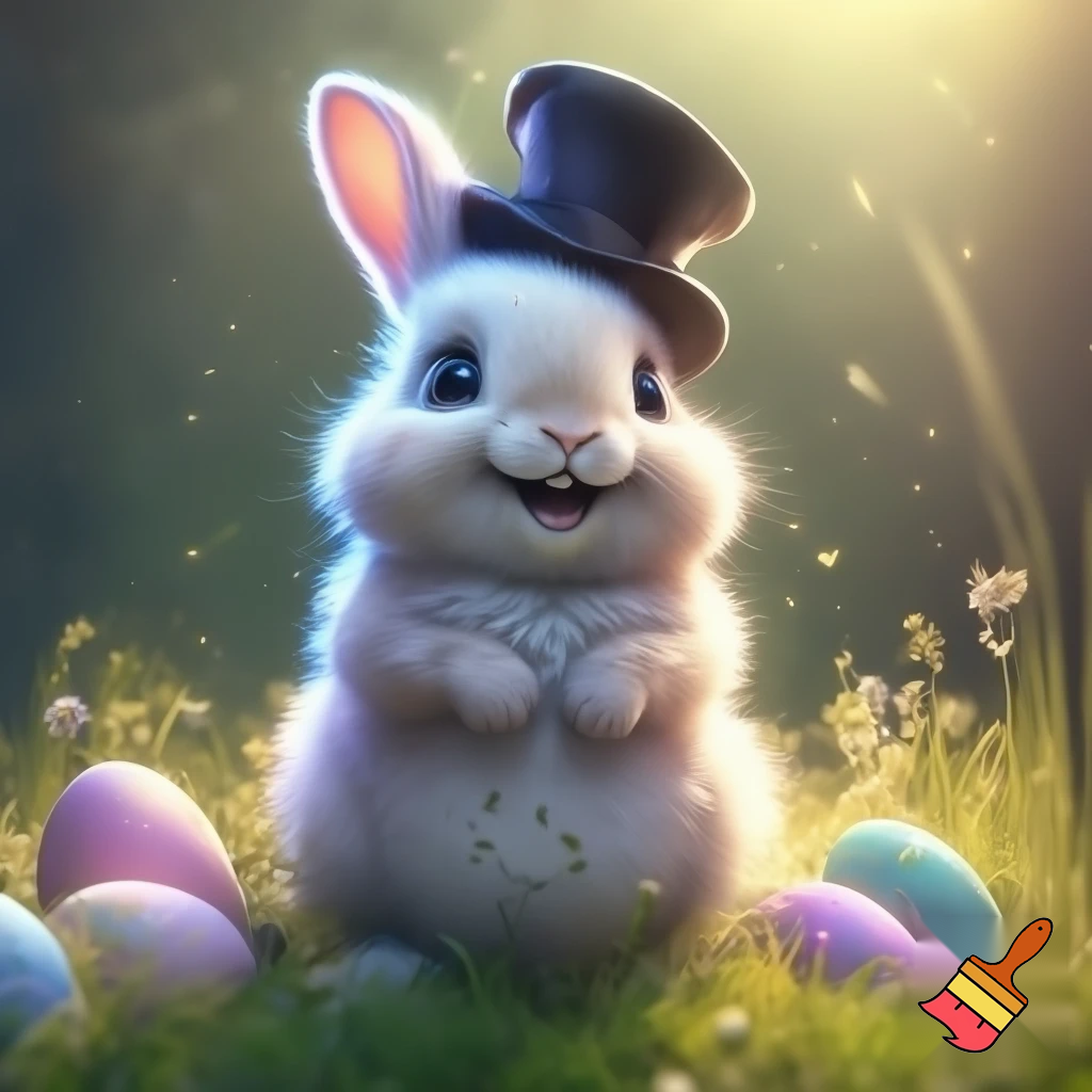 Easter bunny mascot with the top hat costume🏬🌟