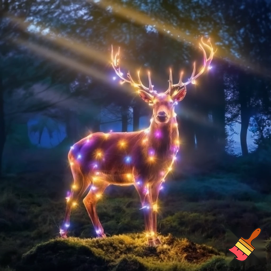 Deer with colored lights
