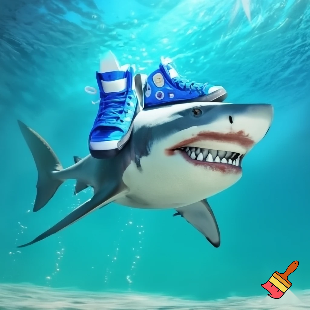 shark with blue shoes
