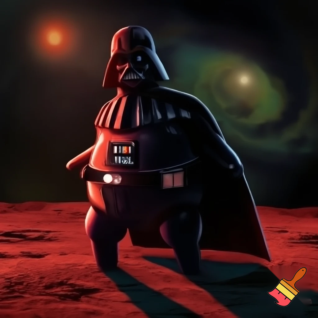 Patrick wearing Darth Vader's armour