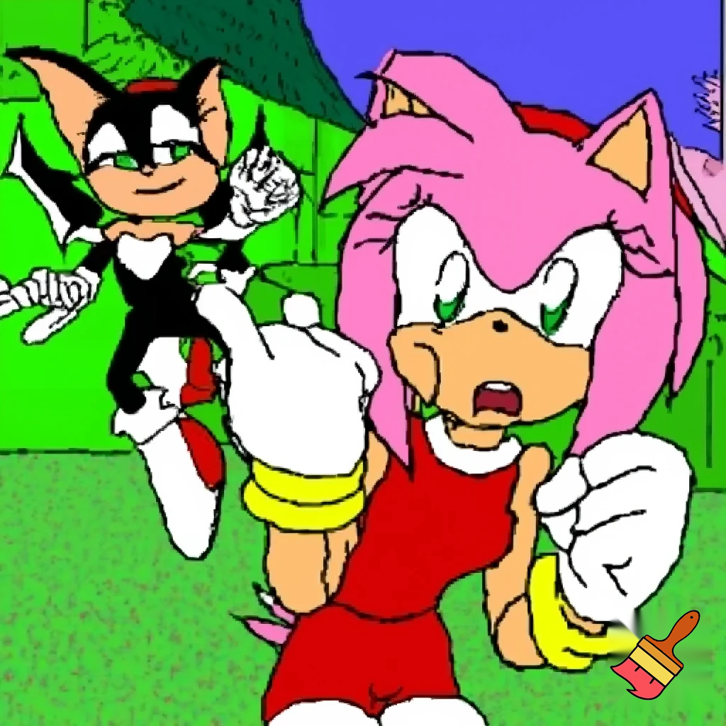 Buff Amy Rose fighting small, weak, Rouge the bat.
