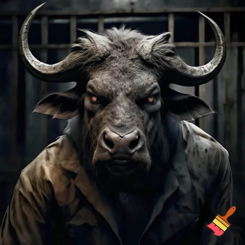 Water buffalo:
feral
sinister
evil
deadly
mugshot
prison outfit