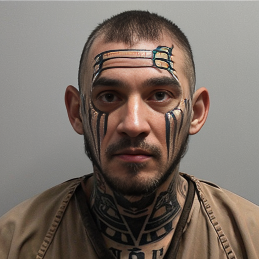 water Buffalo
mugshot
deadly
feral
evil
prison outfit
guilty
face tattoo 
