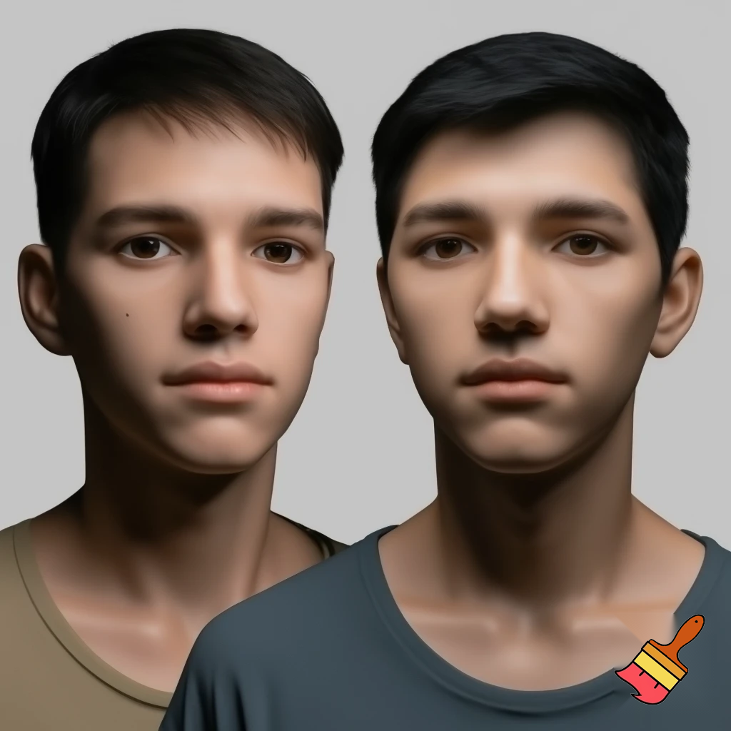 Fotorealistisk bild av två unga män som liknar personerna i referensbilderna.
Den första har lockigt ljusbrunt hår, mjuka ansiktsdrag och en mer uppklädd stil.
Den andra har mörkare lockigt hår, intensiv blick och bär en mörk kortärmad skjorta.
De står tillsammans utanför en klassisk engelsk pub med röd tegelvägg, hängande pubskylt, blomlådor och kullerstensgata.
Kvällsljus, varm och livlig pubstämning, realistisk fotograferingsstil, naturliga färger, hög detaljrikedom.
Inga identifierbara verkliga personer.