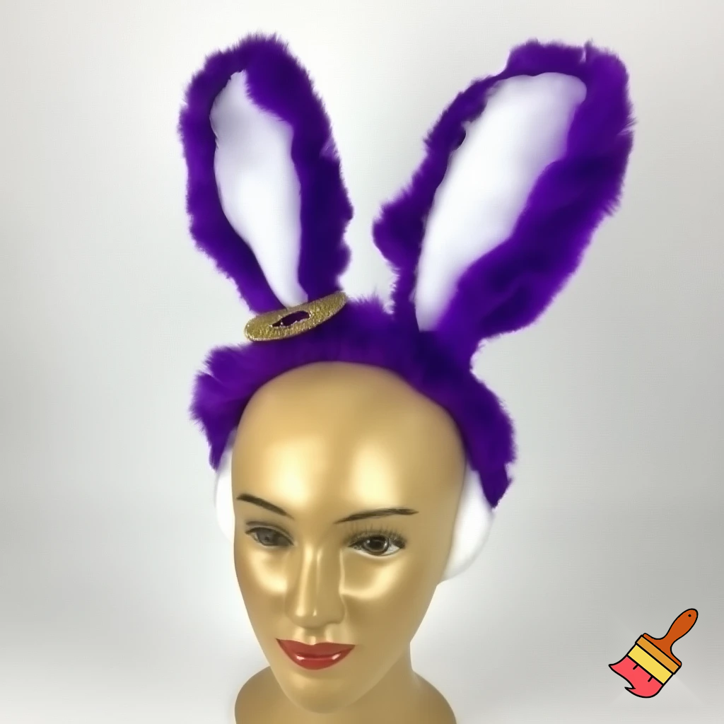 Easter bunny top hat headband, purple, purple and white with gold top hat top hat headband